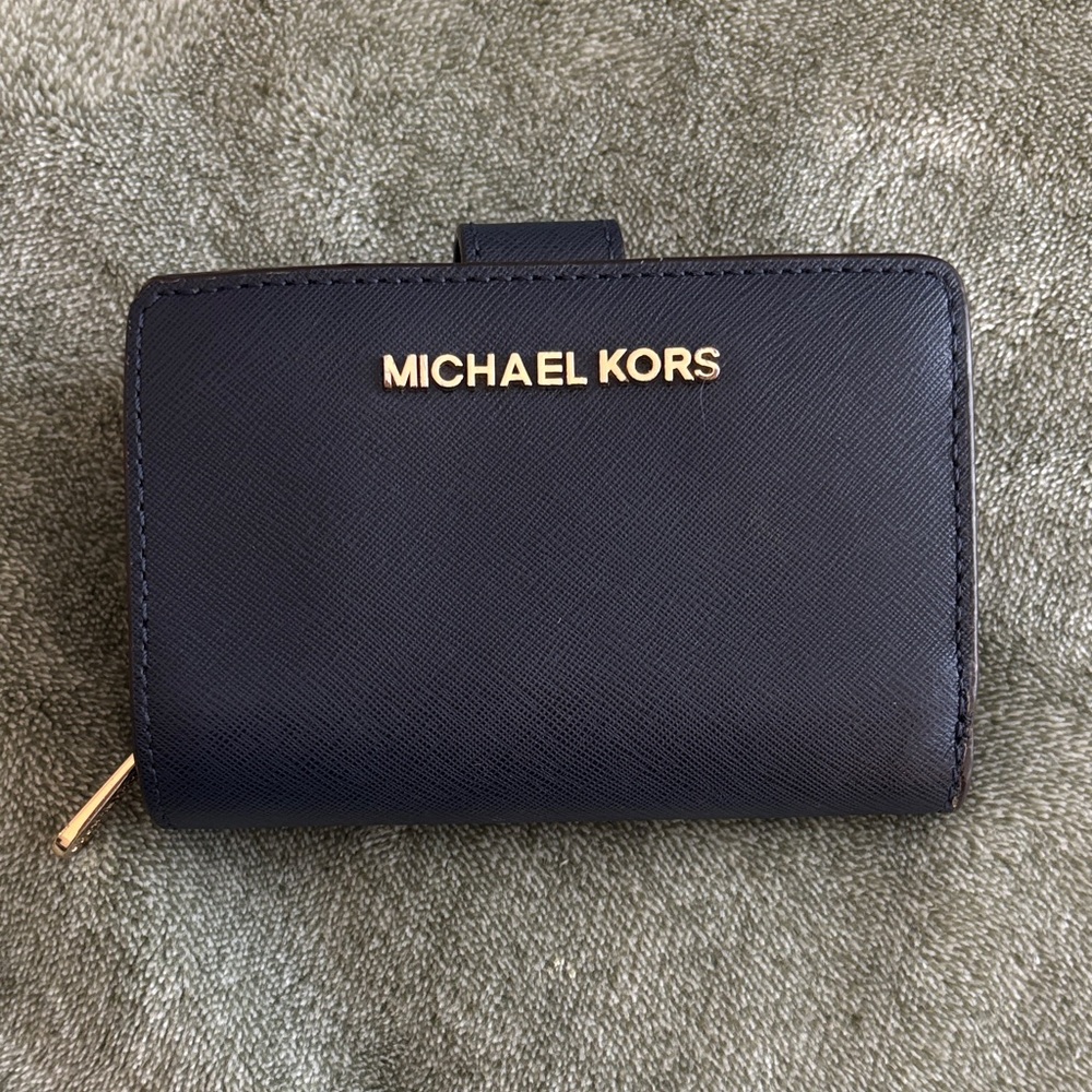Michael Kors Medium Saffiano Leather Navy Wallet